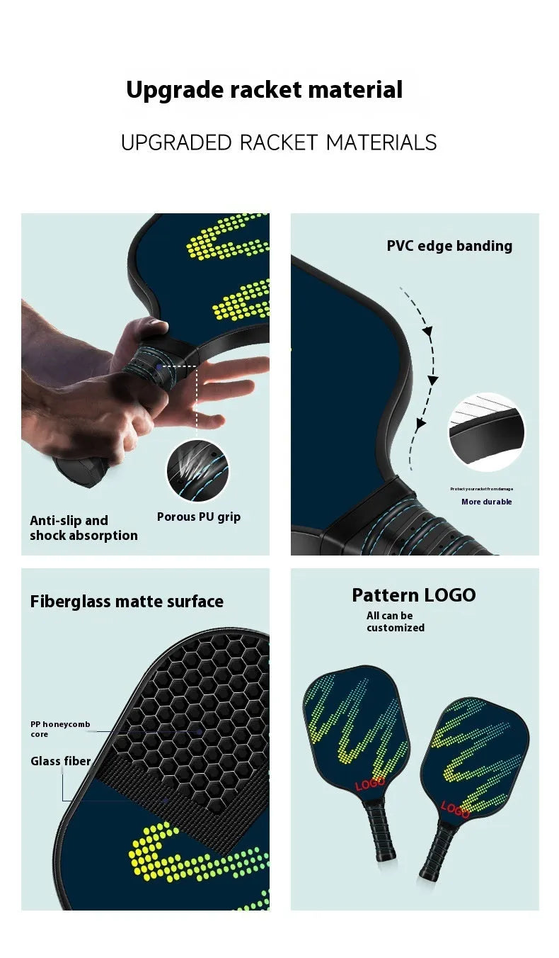 A high-density fibreglass table tennis racket for outdoor sports use.
