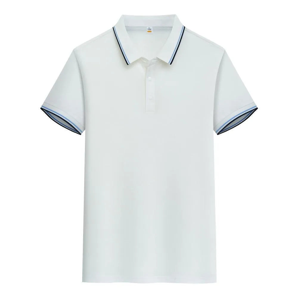 Man wearing a pure cotton short sleeve polo shirt with a lapel collar in army green colour.