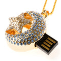 Jewelry Xingyue metal USB 2.0 flash drive in a creative design on a white background.