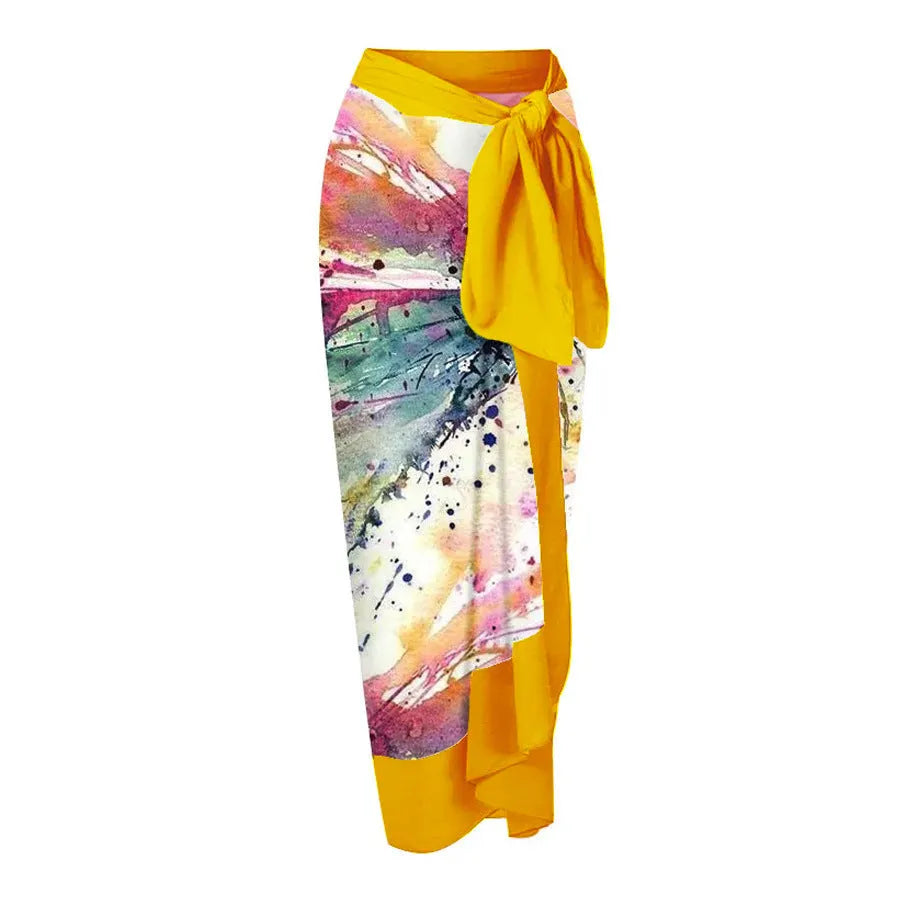 Yellow one-piece swimsuit for women with high waist for stomach coverage.