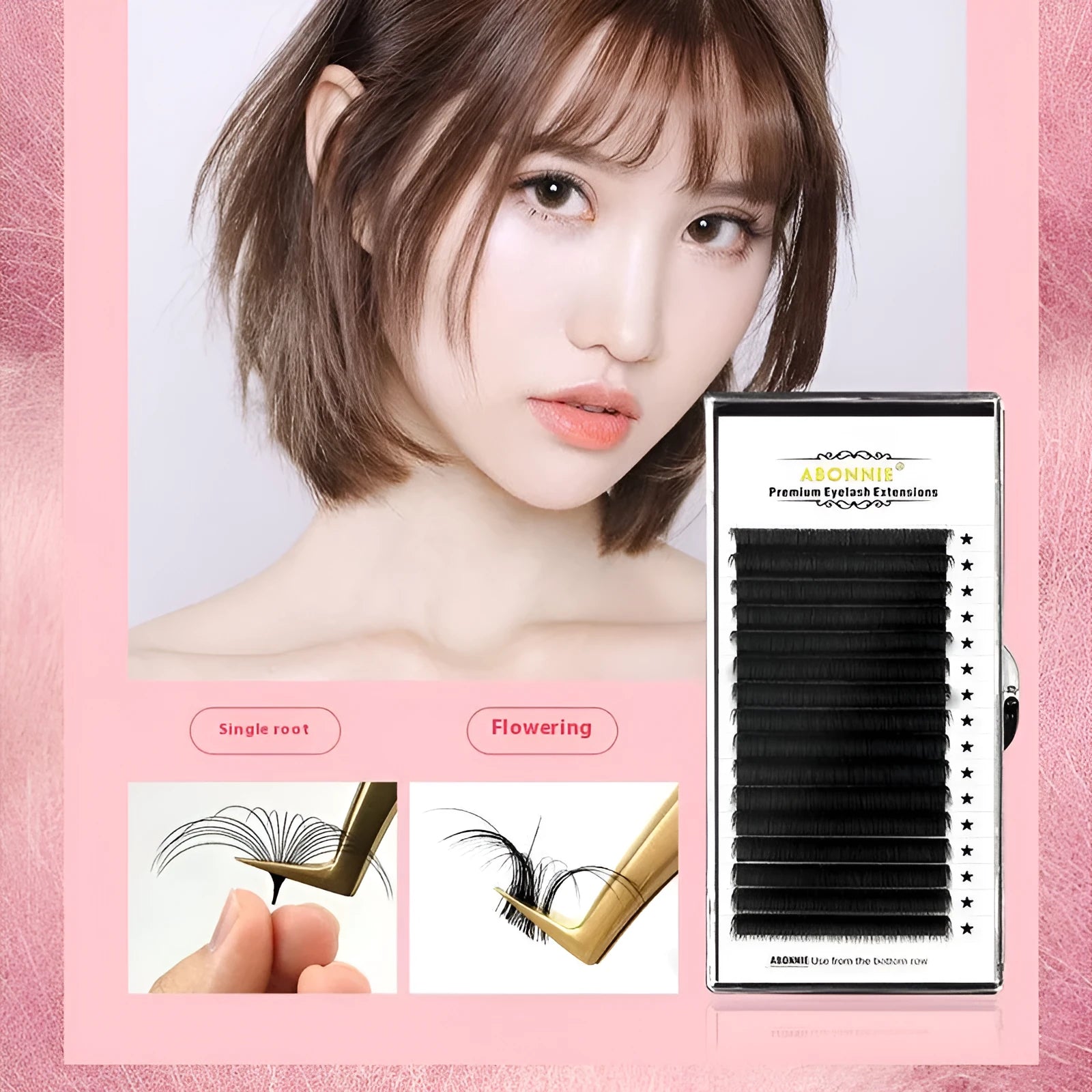 Close-up of dense 16-row matte mink hair false eyelashes on a clear band, showing natural finish.