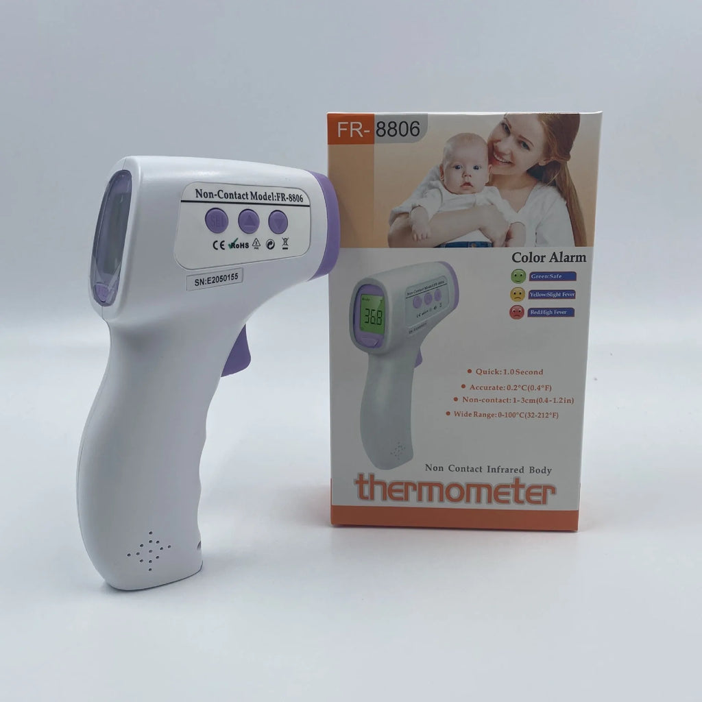 White digital non-contact thermometer with LCD display for temperature measurement