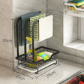 Foldable white plastic kitchen storage rack in new Chinese style, shown on a tabletop