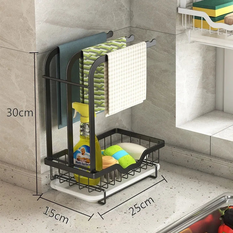Foldable white plastic kitchen storage rack in new Chinese style, shown on a tabletop