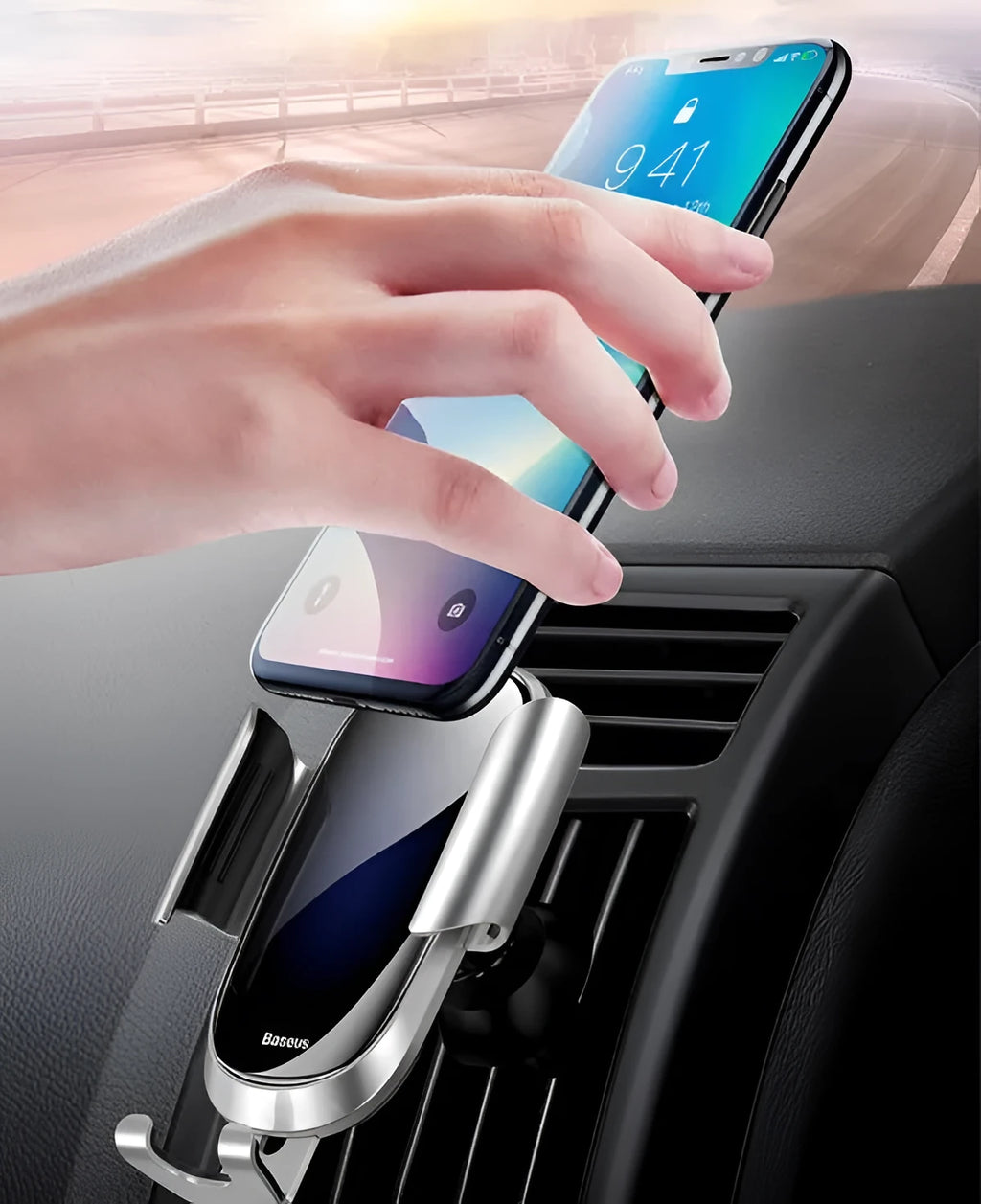 Universal smart car bracket for dashboard smartphone mounting in black, blue and silvery colour options