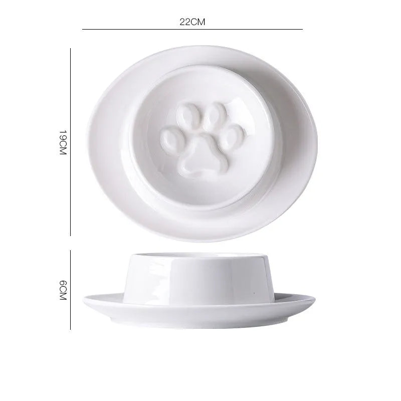 Green ceramic slow feed pet bowl with a central mound and obstacles to prevent fast eating.
