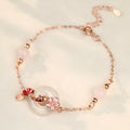 S925 sterling silver bracelet with Chinese flower design and white chalcedony crystals in Koi theme