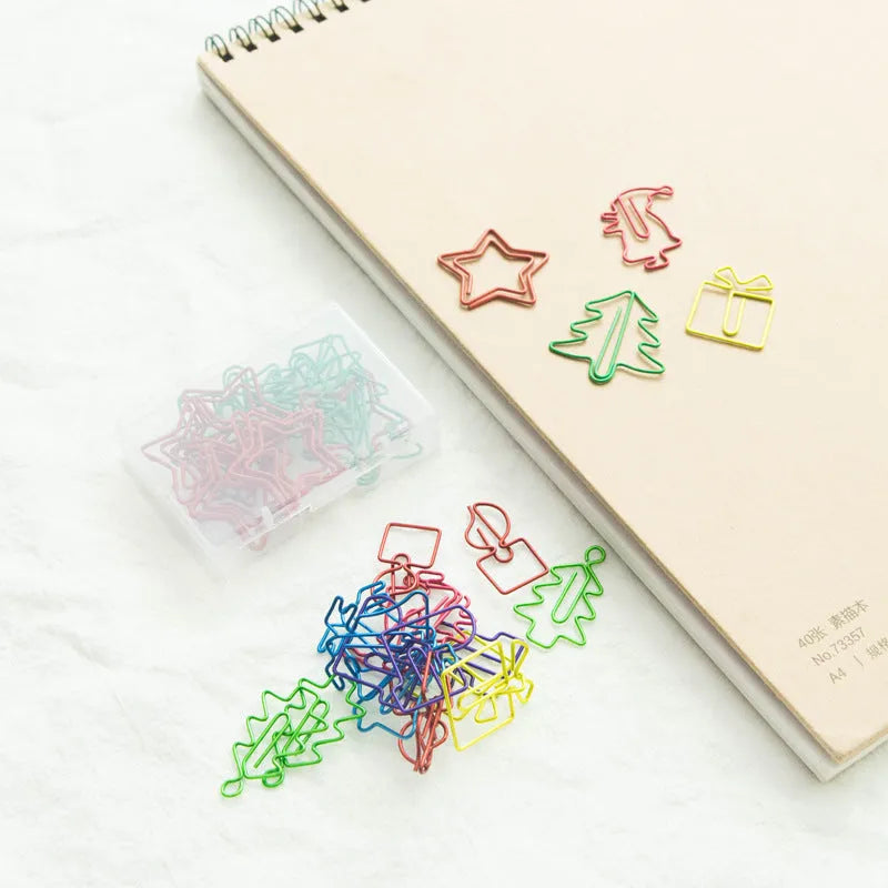 Christmas special-shaped metal paper clips 18 pieces mixed colours office stationery