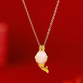 Lucky koi red copper bracelet and necklace set with retro carp design for women
