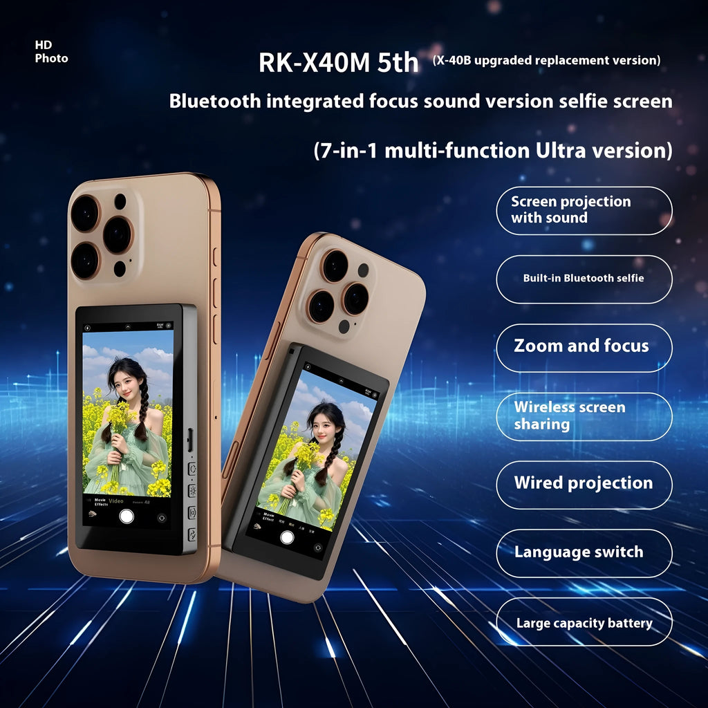 X40M mobile phone rear magnetic selfie display with audio zoom function in black, grey or white colours