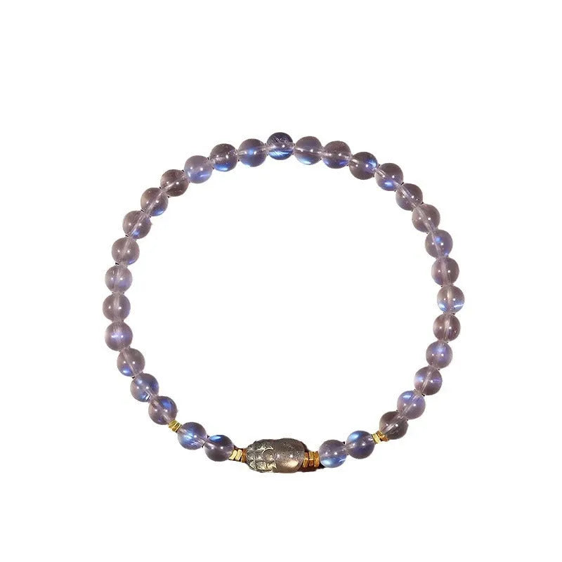 Women's moonstone bracelet with Zodiac animal modelling and blue light stones