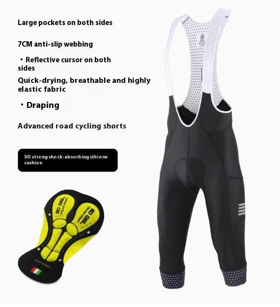 Black cycling shorts with three-inch inseam, cargo pockets, and removable shock-absorbing cushion