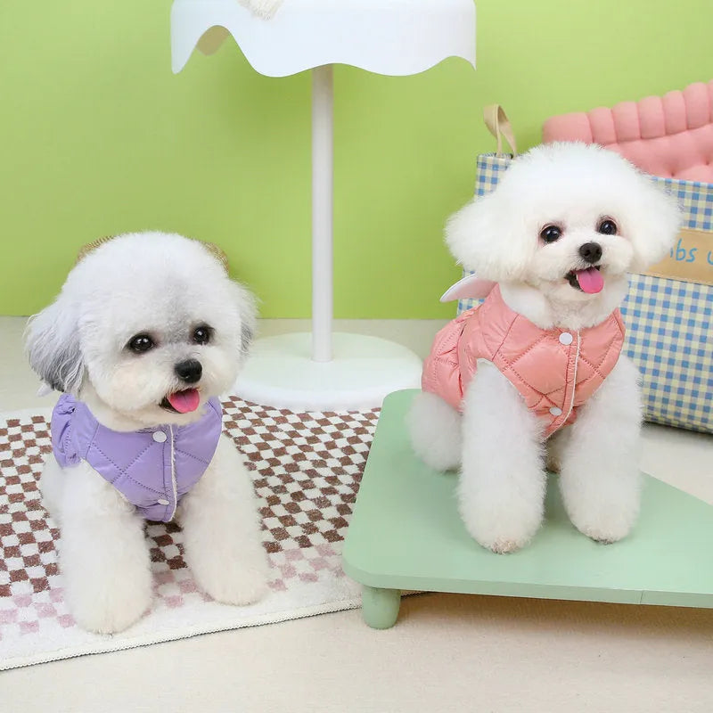 Thickened cotton angel wing design skirt for small dogs in pink or purple colour