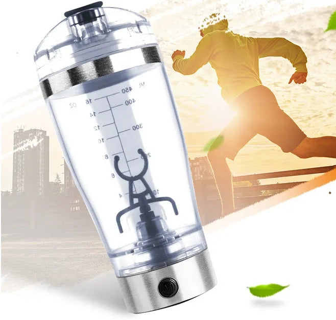 Stainless steel colour USB rechargeable electric protein shaker cup with 600ml capacity