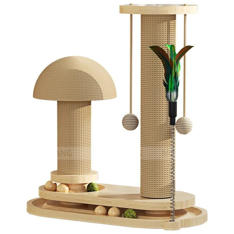 Solid wood cat turntable scratching post and climbing frame in various colour designs
