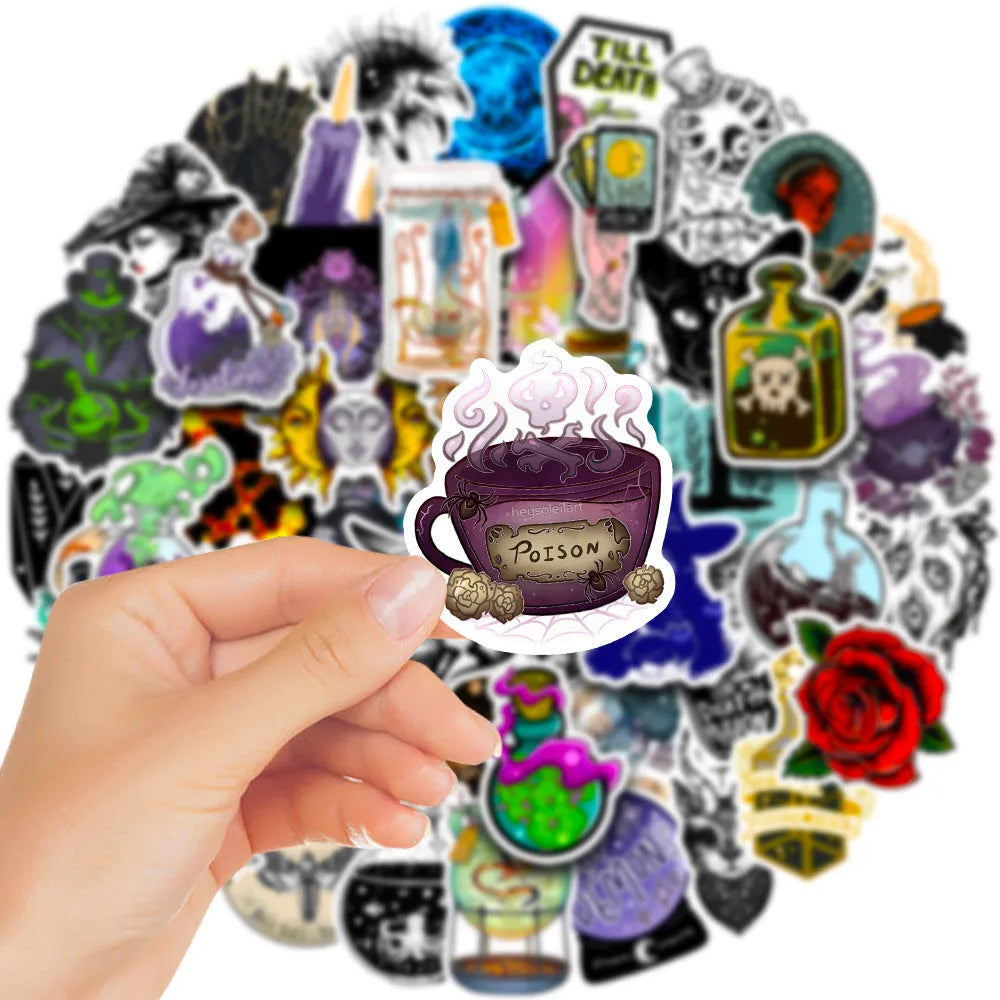 50 waterproof PVC stickers with glossy finish for laptop and smooth surface decoration
