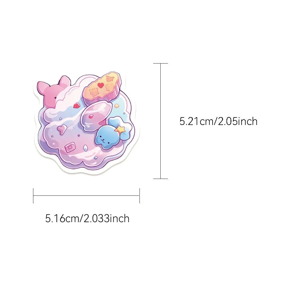 Pack of 50 fresh candy design waterproof stickers for journal decoration, each measuring 4-7cm.