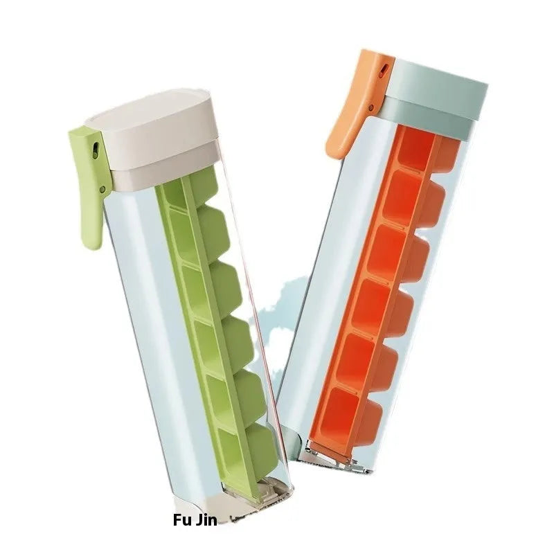 Food grade plastic ice tray with one-press release system and storage box in Maldives blue colour
