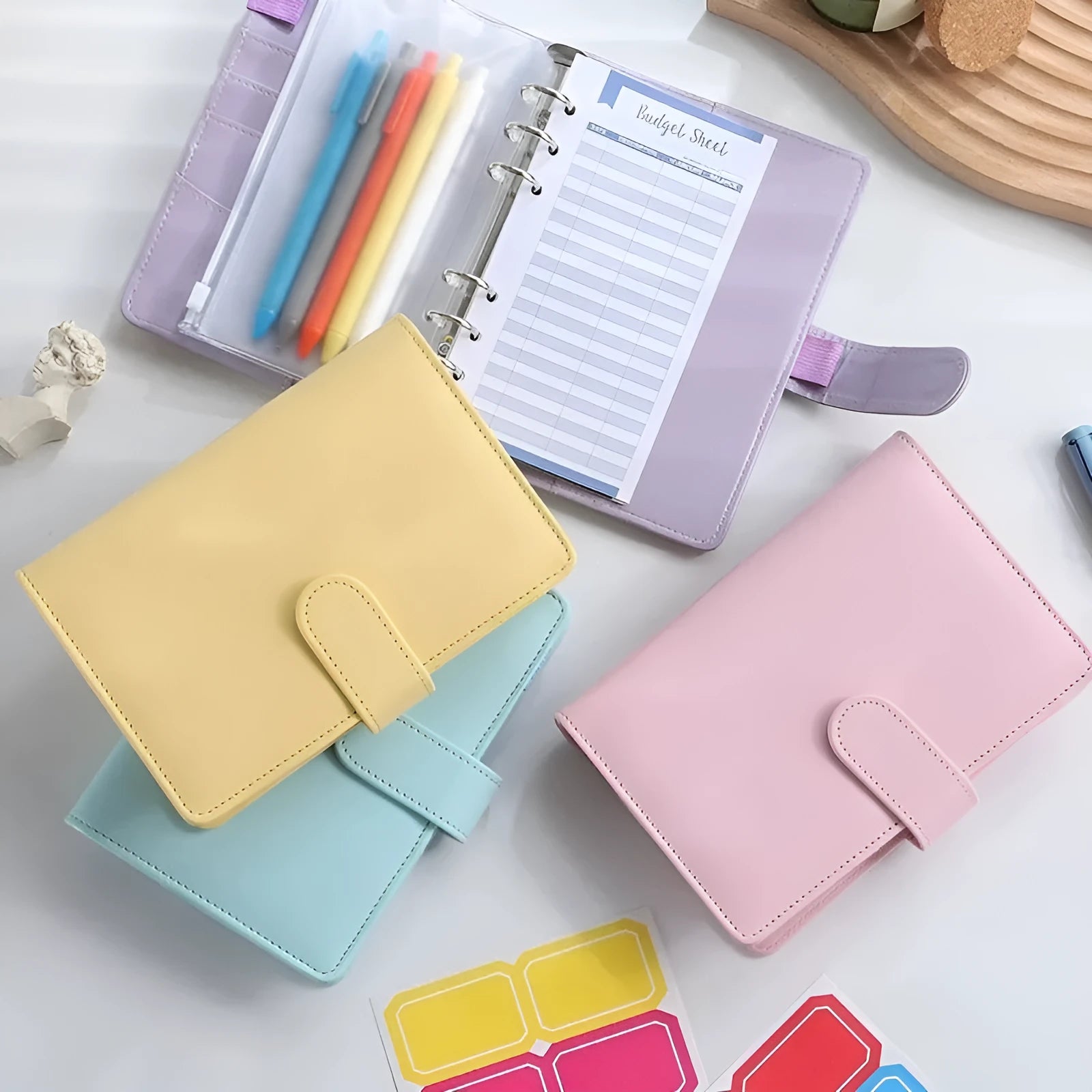 A5 PU leather notebook shell with zipper closure in solid colour