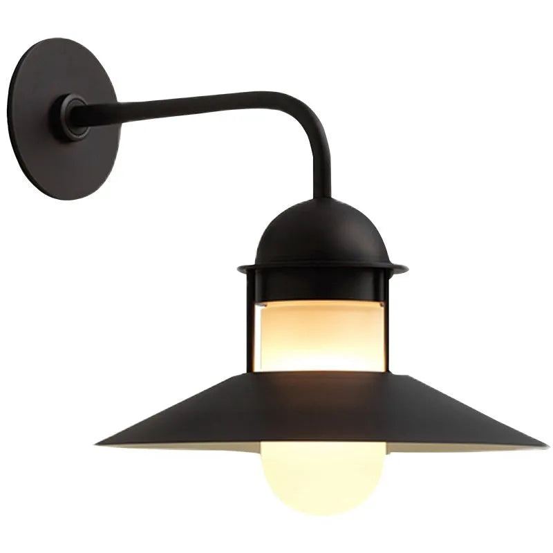 Minimalist retro outdoor waterproof wall lamp in black with 318mm dimensions for exterior use