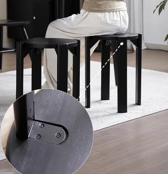 Stackable iron dining stool in modern round design with metal construction