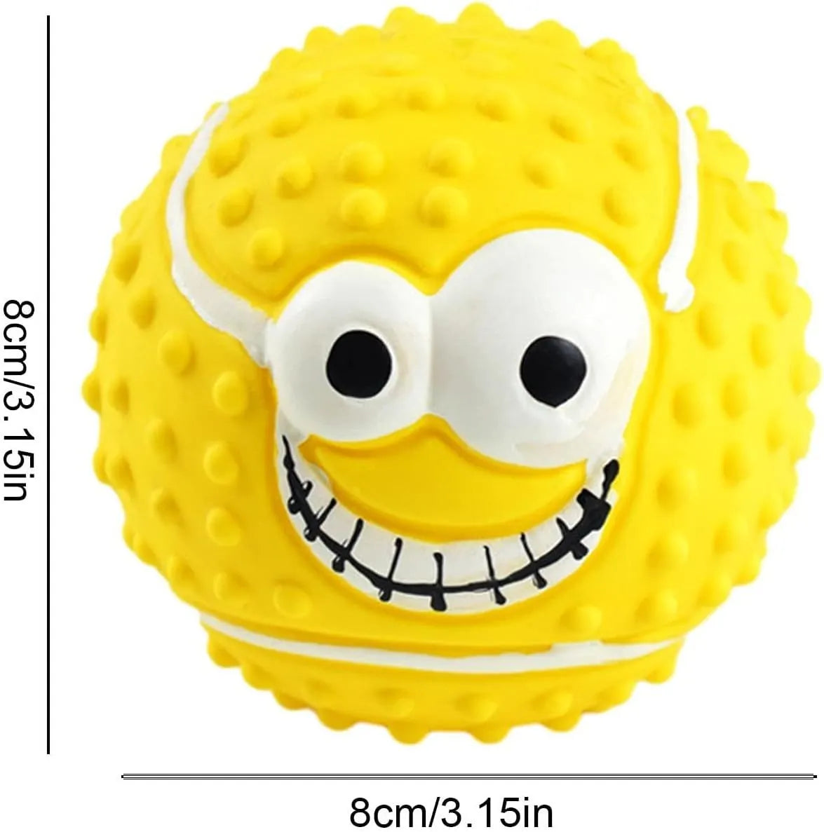 Green orange yellow smile face latex dog balls squeaky pet toy for small medium dogs cats