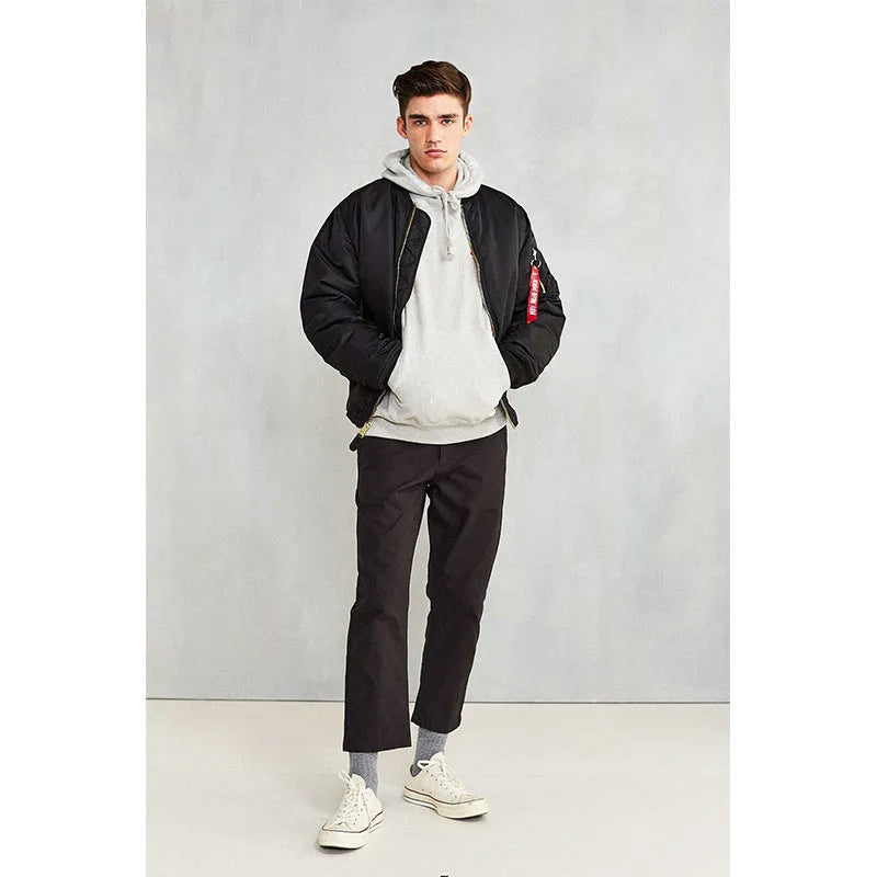 Men's cotton-padded pilot jacket in American workwear style with quilted nylon construction