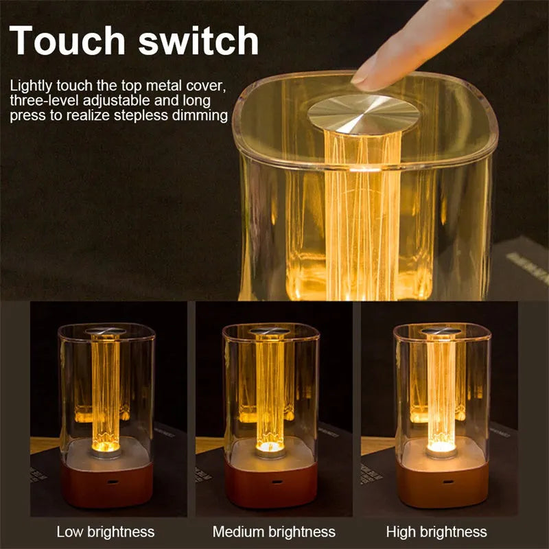 LED touch atmosphere lamp in rose gold with abstract pattern, measuring 88 x 155 mm