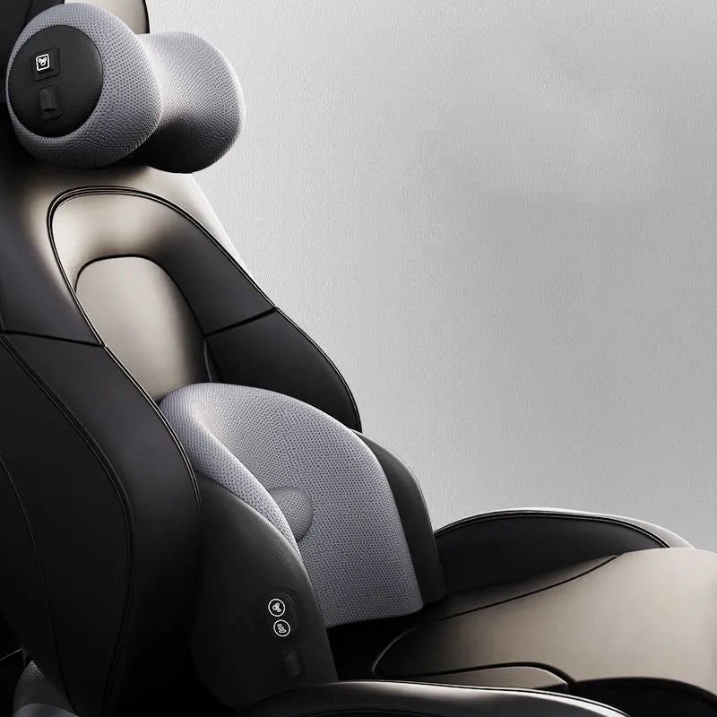 Car seat electric massage cushion in memory cotton with headrest and lumbar support options