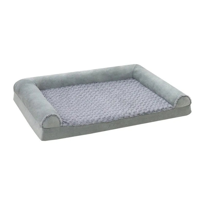 Light grey cloth indoor kennel for a large dog, showing its soft fabric construction and enclosed design.