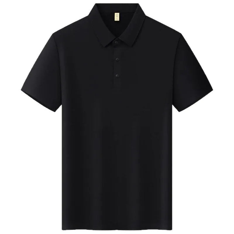 Men's slim fit T-shirt with seamless lapel in solid colour acrylic nylon fabric