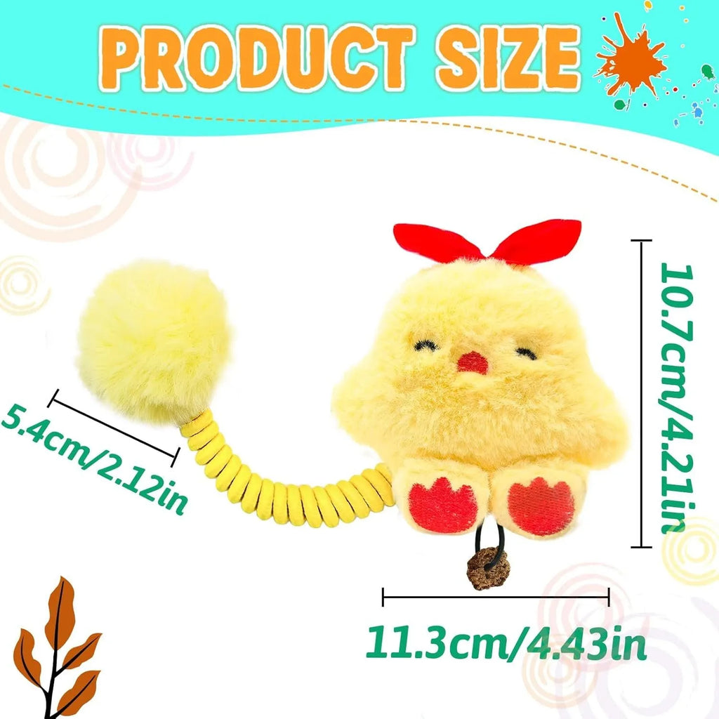 Plush cat toy with silvervine fruit, spring, and fuzzy ball for kitten teething and interactive play