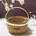 Hand-woven hemp rope basket in pastoral retro style, made from straw, measuring 19cm by 12cm.