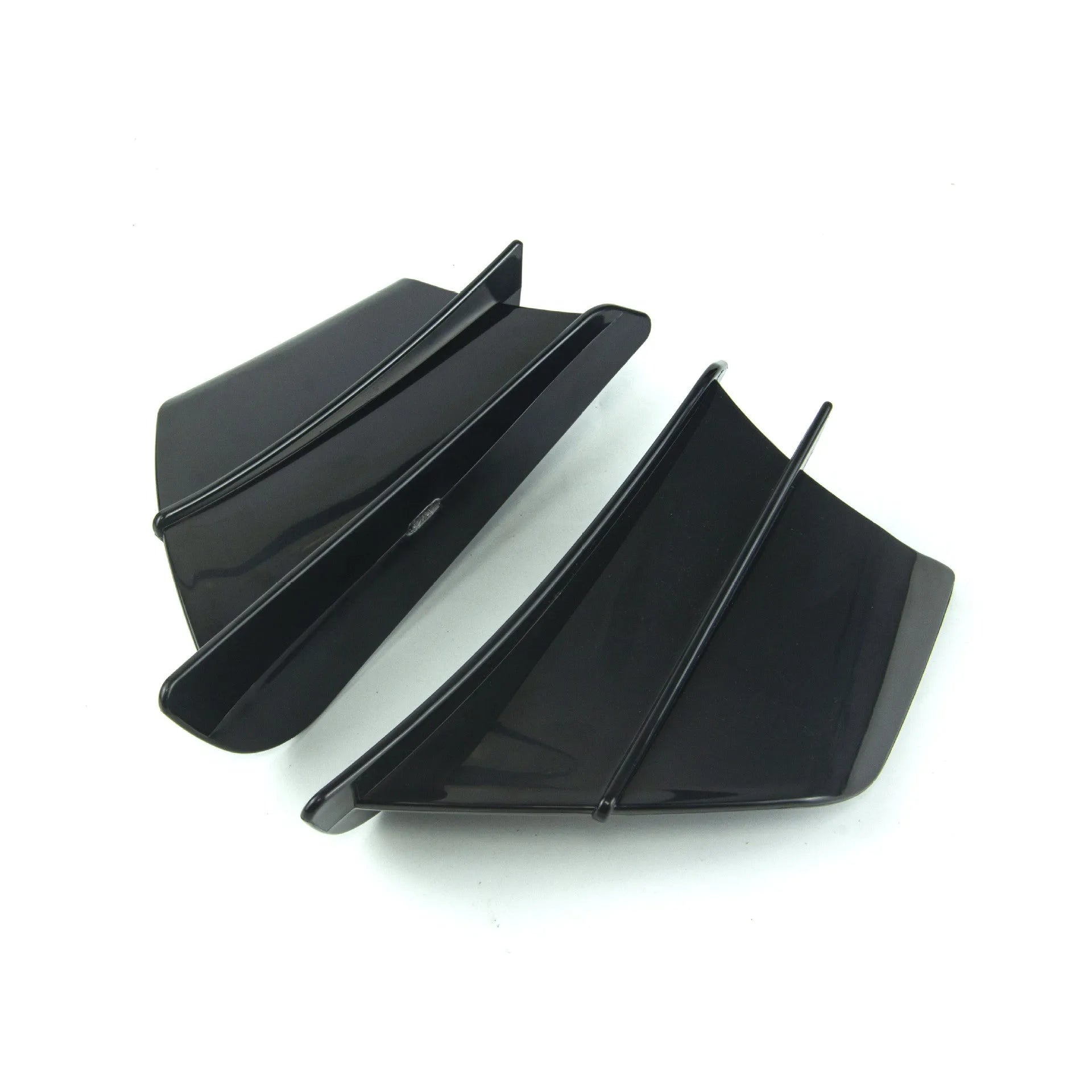 Universal motorcycle spoiler wing accessory in glossy carbon fibre pattern, dimensions 18cm by 8cm