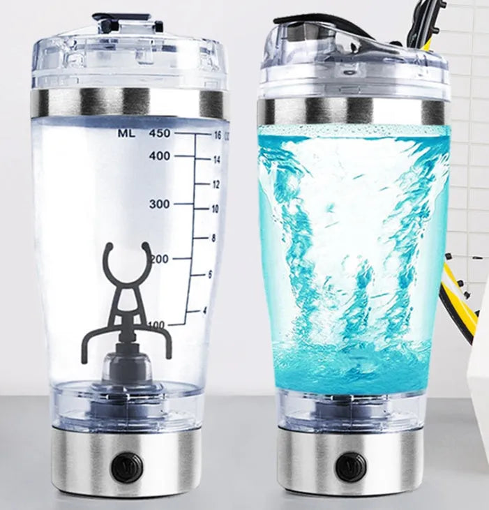 Stainless steel colour USB rechargeable electric protein shaker cup with 600ml capacity