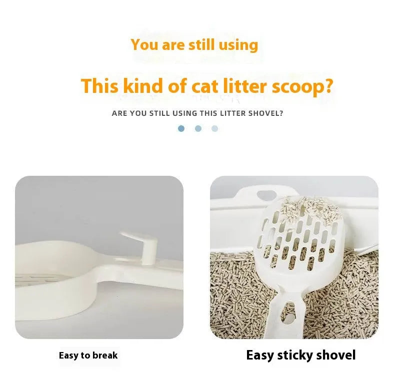 Black alloy metal cat litter scoop with 0.8cm sieve gaps for pet waste removal