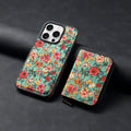 Cork phone case with magnetic suction and bracket for iPhone 17, red colour, three-dimensional floral design