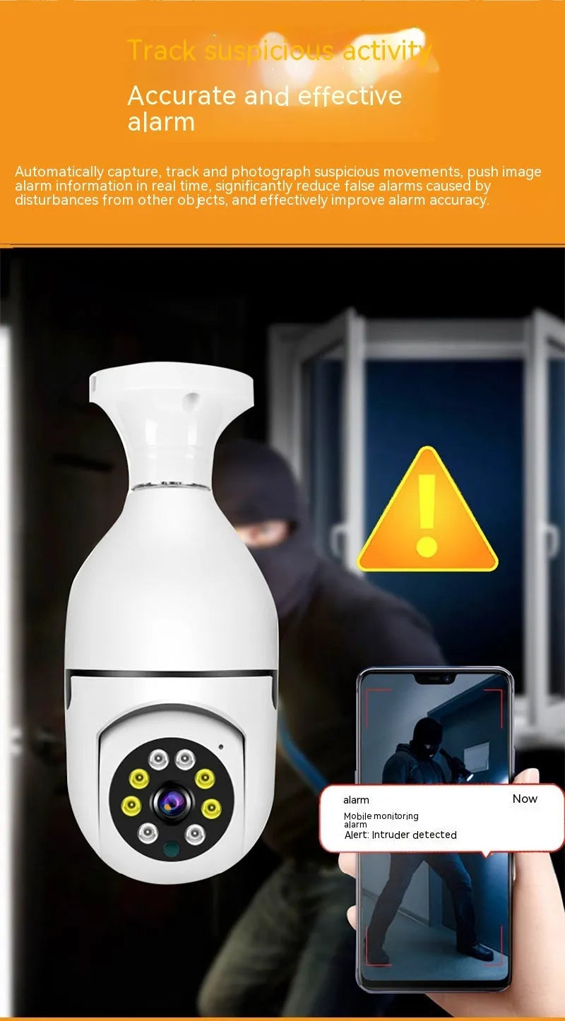 Wireless bulb security camera with 1080p full colour night vision for indoor outdoor monitoring