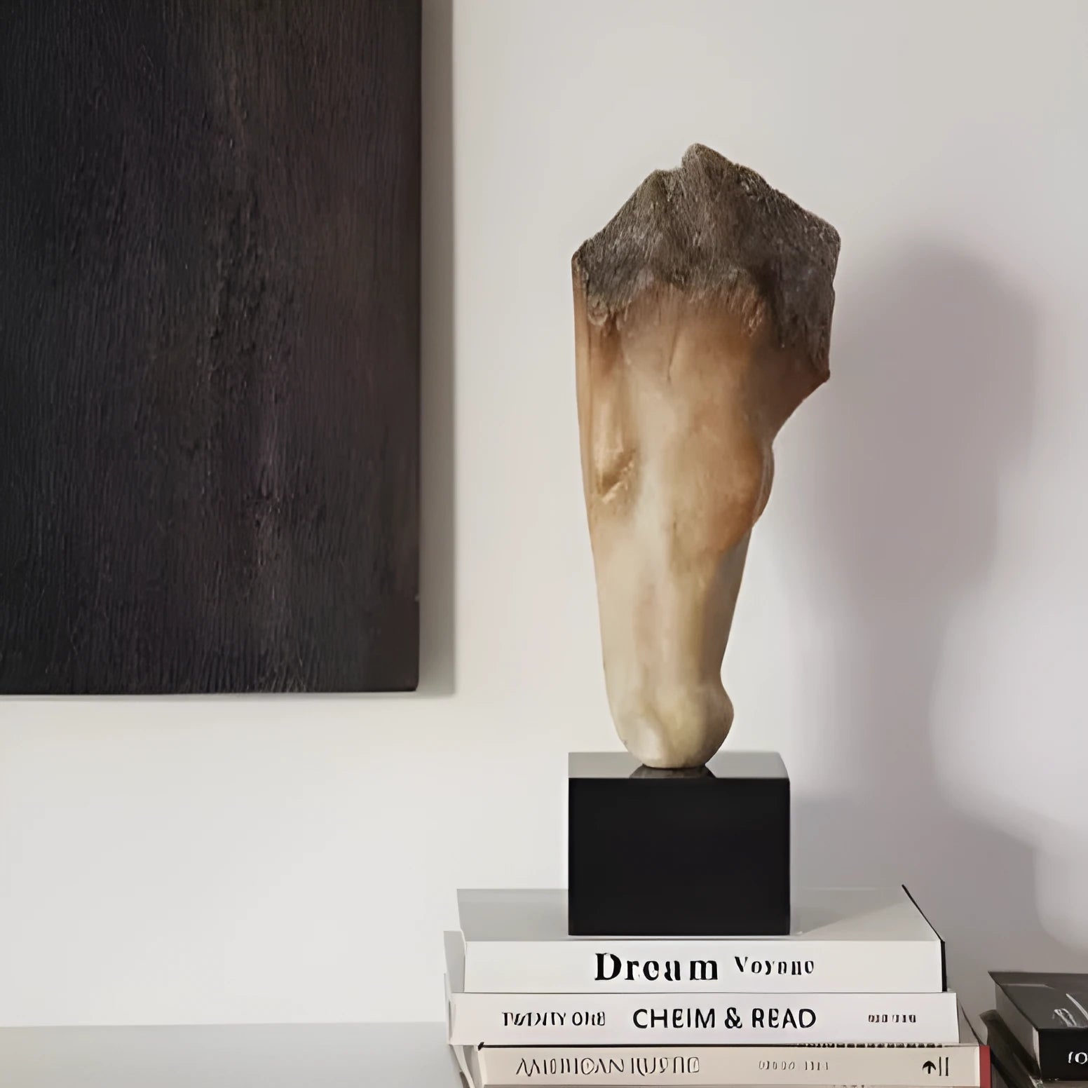 French retro abstract carved horse head desktop sculpture ornament measuring 50cm tall.