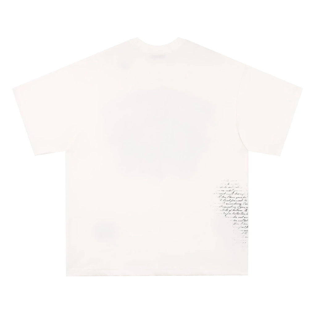 Black and white retro hip hop gothic letter print cotton T-shirt with short sleeves