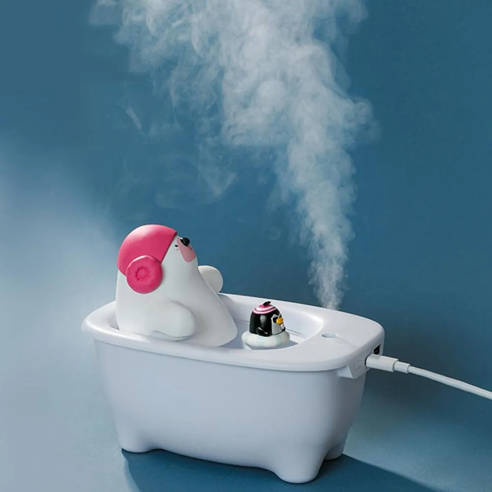 White creative USB air humidifier and aromatherapy diffuser unit on desk