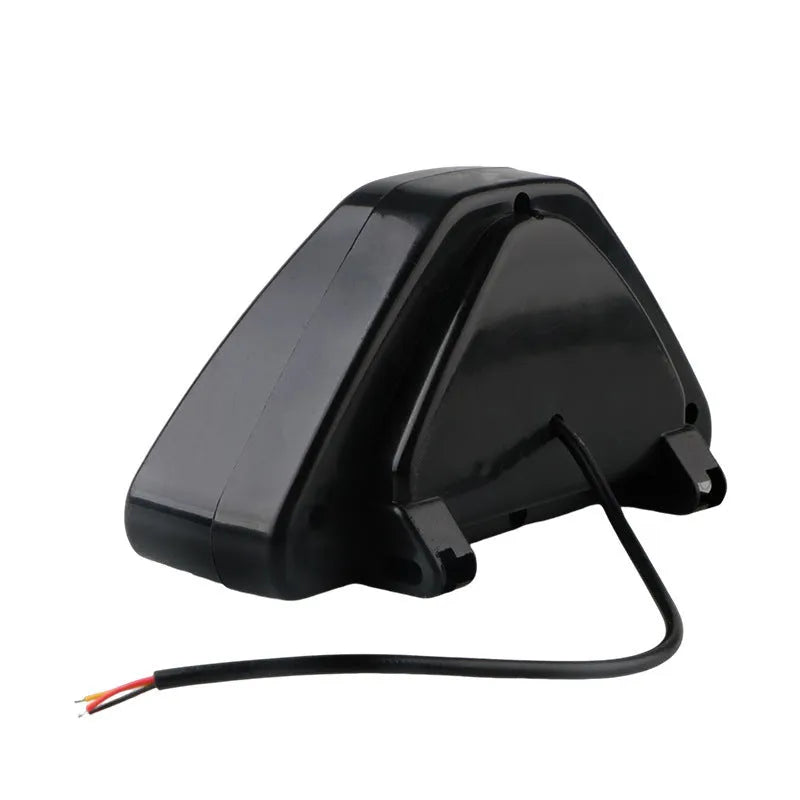 Universal LED triangle rear fog and brake warning light for cars and motorcycles in multiple colours.