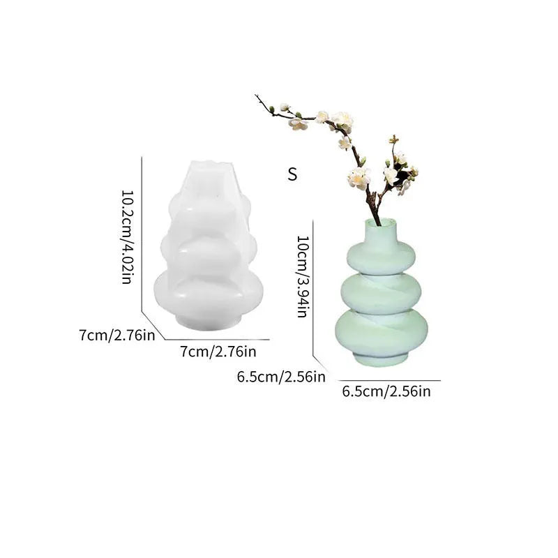 Three layer circle vase silicone mold for resin casting and baking in geometric design
