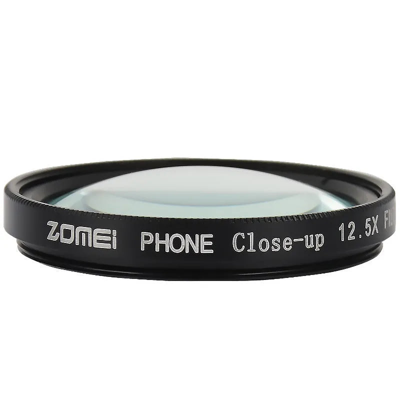 Smartphone macro lens with 37mm diameter and universal mounting clip for close-up photography