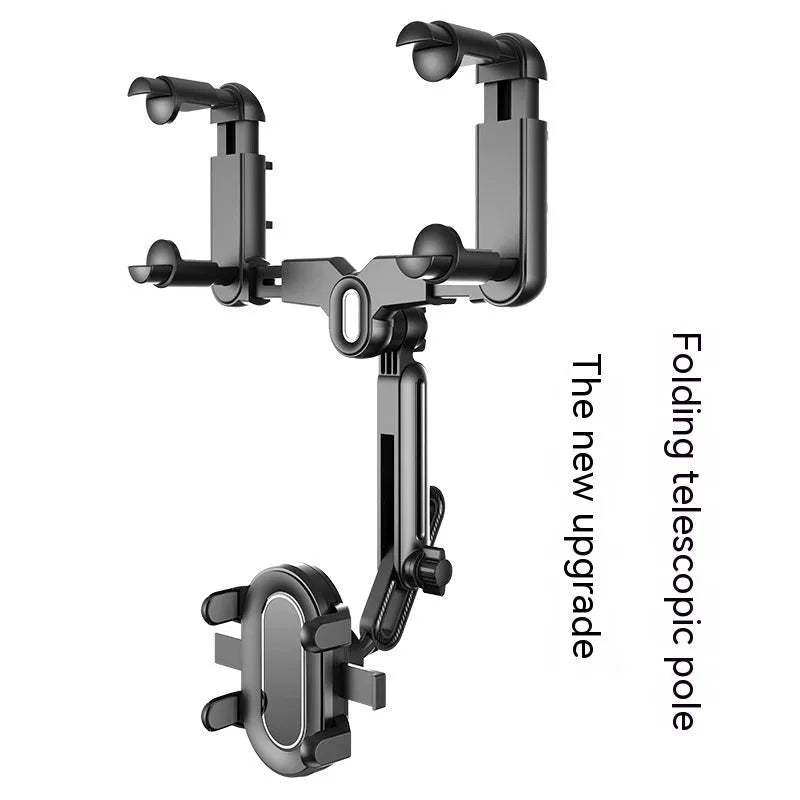 ABS automobile rear view mirror bracket with universal design and folding rod mechanism