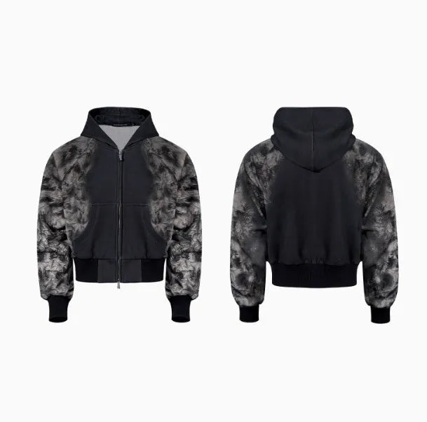 Women's printed polyester hoodie and loose-fit trousers co-ordinated streetwear set