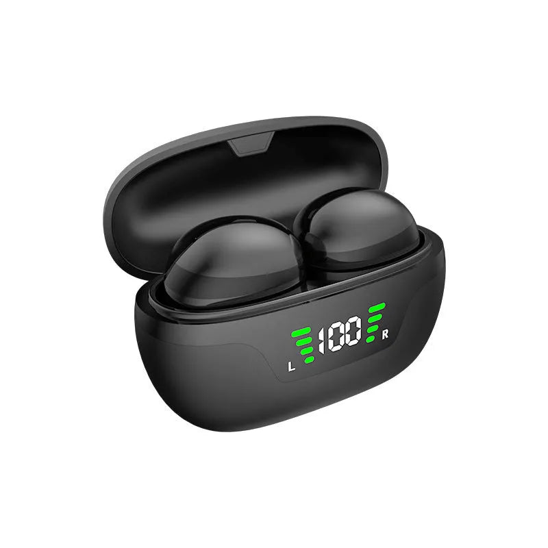 Black Super Mini wireless Bluetooth in-ear headset with digital display screen