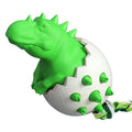 Blue durable dinosaur-shaped dog chew toy with textured surface and attached rope for tug of war.