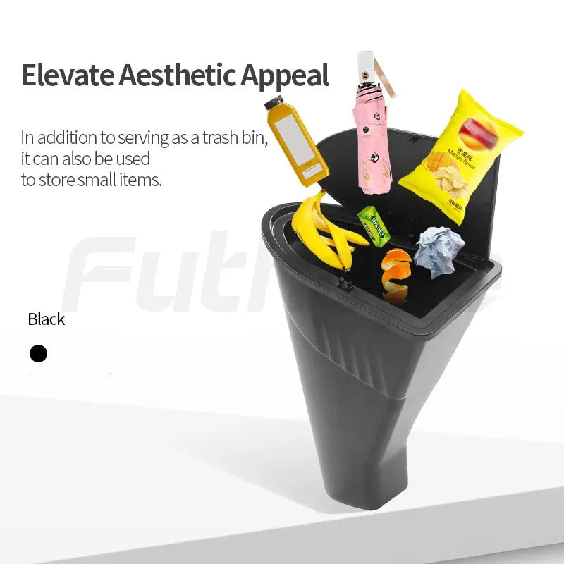 Two black ABS plastic car door storage bins for Tesla Model Y front seats.