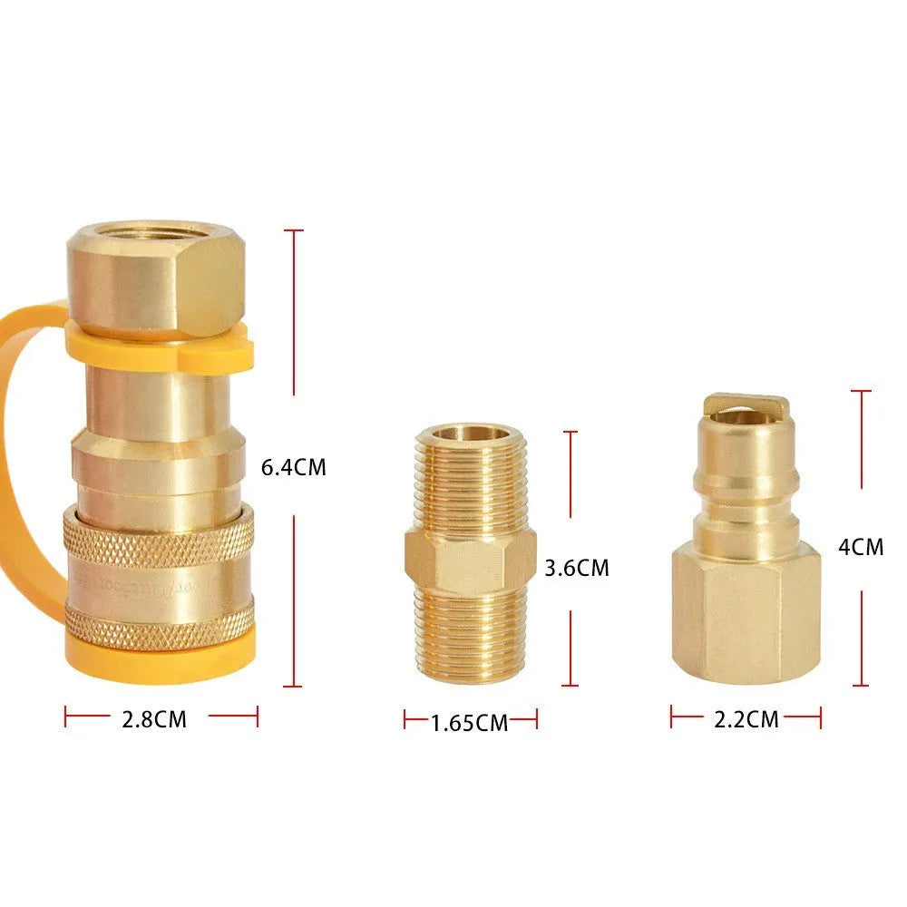 Brass 3/8 inch gas tank connector with American standard thread for propane conversion